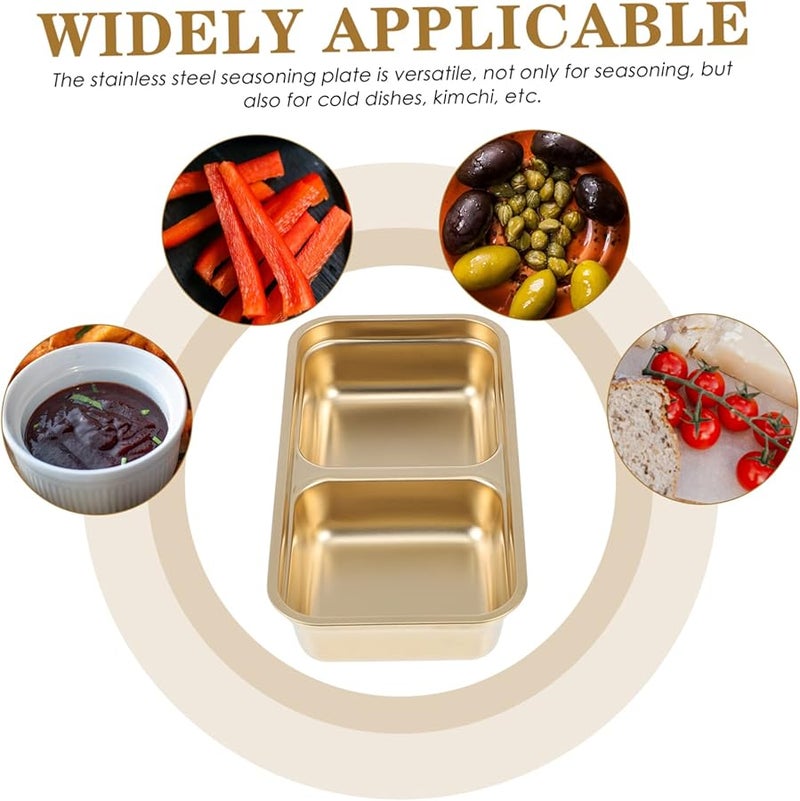 2pcs Double Compartment Seasoning Dish Appetizer Plate For Sauces Kimchi Cold Dishes Easy Clean - Image 2